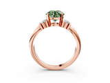 Rose gold Fancy Green Round  Cut Three-Stone Channel Set Ring with Bar Prongs_49