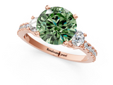Rose gold Fancy Green Round  Cut Three-Stone Diamond Pavé Band with Prong Setting_18