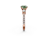 Rose gold Fancy Green Round  Cut Three-Stone Diamond Pavé Band with Prong Setting_19