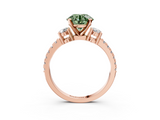 Rose gold Fancy Green Round  Cut Three-Stone Diamond Pavé Band with Prong Setting_20