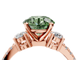 Rose gold Fancy Green Round  Cut Three-Stone Diamond Pavé Band with Prong Setting_21