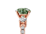 Rose gold Fancy Green Round  Cut Three-Stone Diamond Pavé Band with Prong Setting_22