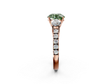 Rose gold Fancy Green Round  Cut Three-Stone Diamond Pave Band with Prong Setting_39