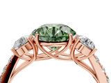 Rose gold Fancy Green Round  Cut Three-Stone Diamond Pave Band with Prong Setting_41