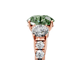 Rose gold Fancy Green Round  Cut Three-Stone Diamond Pave Band with Prong Setting_42