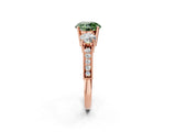 Rose gold Fancy Green Round Cut Three-Stone Diamond Ring with Pavé Band and Four-Prong Setting_2