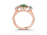 Rose gold Fancy Green Round Cut Three-Stone Diamond Ring with Prong Setting on a Classic Band_15