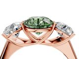 Rose gold Fancy Green Round Cut Three-Stone Diamond Ring with Prong Setting on a Classic Band_16