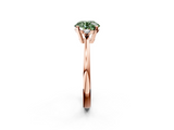 Rose gold Fancy Green Round  Cut Three-Stone Solitaire Ring with Round Accent Diamonds and Four-Prong Setting_22