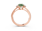 Rose gold Fancy Green Round  Cut Three-Stone Solitaire Ring with Round Accent Diamonds and Four-Prong Setting_23