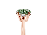 Rose gold Fancy Green Round  Cut Three-Stone Solitaire Ring with Round Accent Diamonds and Four-Prong Setting_25
