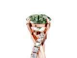 Rose gold Fancy Green Round  Cut Twist Band Solitaire Diamond Ring with Pavé Setting_8