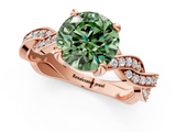 Rose gold Fancy Green Round  Cut Twisted Pavé Band Solitaire Ring with Four-Prong Setting_73