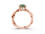 Rose gold Fancy Green Round  Cut Twisted Pavé Band Solitaire Ring with Four-Prong Setting_75