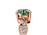 Rose gold Fancy Green Round  Cut Twisted Pavé Band Solitaire Ring with Four-Prong Setting_77