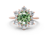 Rose gold Fancy Green Round  Diamond Cluster Halo Ring with Solitaire Band and Four-Prong Setting_20