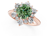 Rose gold Fancy Green Round  Diamond Cluster Halo Ring with Solitaire Band and Four-Prong Setting_21
