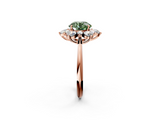 Rose gold Fancy Green Round  Diamond Cluster Halo Ring with Solitaire Band and Four-Prong Setting_22