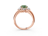 Rose gold Fancy Green Round  Diamond Cluster Halo Ring with Solitaire Band and Four-Prong Setting_23