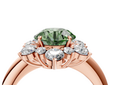 Rose gold Fancy Green Round  Diamond Cluster Halo Ring with Solitaire Band and Four-Prong Setting_24