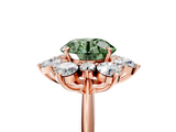 Rose gold Fancy Green Round  Diamond Cluster Halo Ring with Solitaire Band and Four-Prong Setting_25