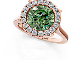 Rose gold Fancy Green Round  Diamond Cluster Halo Solitaire with Four-Prong Setting_95