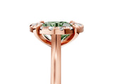 Rose gold Fancy Green Round  Diamond Cluster Halo Solitaire with Four-Prong Setting_99