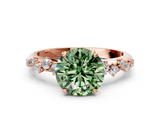 Rose gold Fancy Green Round  Diamond Cluster Prong-Set Solitaire Ring_55