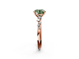 Rose gold Fancy Green Round  Diamond Cluster Prong-Set Solitaire Ring_57