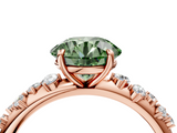 Rose gold Fancy Green Round  Diamond Cluster Prong-Set Solitaire Ring_59