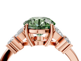 Rose gold Fancy Green Round  Diamond Floral Cluster Ring with Solitaire Band and Prong Setting_67