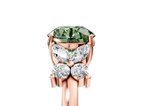 Rose gold Fancy Green Round  Diamond Floral Cluster Ring with Solitaire Band and Prong Setting_68