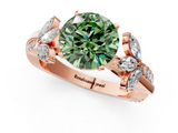 Rose gold Fancy Green Round  Diamond Floral Vine Solitaire Engagement Ring_4