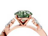 Rose gold Fancy Green Round  Diamond Floral Vine Solitaire Engagement Ring_7