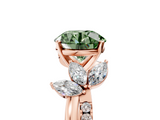 Rose gold Fancy Green Round  Diamond Floral Vine Solitaire Engagement Ring_8