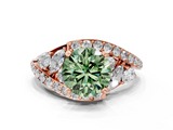 Rose gold Fancy Green Round  Diamond Halo Ring with Marquise and Pavé Band in Prong Setting_68