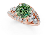 Rose gold Fancy Green Round  Diamond Halo Ring with Marquise and Pavé Band in Prong Setting_69