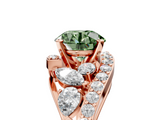 Rose gold Fancy Green Round  Diamond Halo Ring with Marquise and Pavé Band in Prong Setting_73