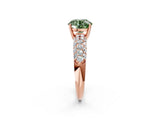 Rose gold Fancy Green Round  Diamond Pavé Band Solitaire Ring with Four-Prong Setting_51