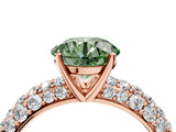 Rose gold Fancy Green Round  Diamond Pavé Band Solitaire Ring with Four-Prong Setting_53