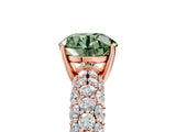 Rose gold Fancy Green Round  Diamond Pavé Band Solitaire Ring with Four-Prong Setting_54