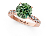 Rose gold Fancy Green Round  Diamond Pavé Band Solitaire with Four-Prong Setting_183