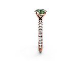 Rose gold Fancy Green Round  Diamond Pavé Band Solitaire with Four-Prong Setting_184