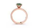 Rose gold Fancy Green Round  Diamond Pavé Band Solitaire with Four-Prong Setting_185