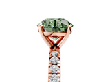 Rose gold Fancy Green Round  Diamond Pavé Band Solitaire with Four-Prong Setting_187