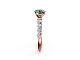 Rose gold Fancy Green Round  Diamond Pavé Band Solitaire with Four-Prong Setting_5
