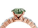 Rose gold Fancy Green Round  Diamond Pavé Band Solitaire with Four-Prong Setting_7