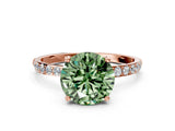 Rose gold Fancy Green Round  Diamond Pavé Band with Six-Prong Setting_15