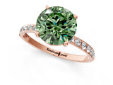 Rose gold Fancy Green Round  Diamond Pavé Band with Six-Prong Setting_16