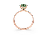 Rose gold Fancy Green Round  Diamond Pavé Band with Six-Prong Setting_18